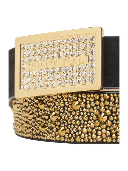 Pasek Philipp Plein skórzany w panterkę czarny
