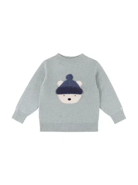 Donsje пуловер за деца от мериносова вълна Denn Merino Wool Sweater Polar Bear синьо