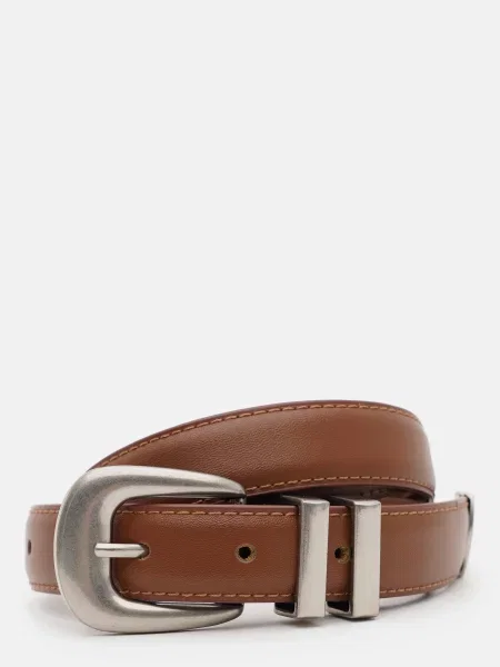 Кожаный ремень Borsa Leather с ремешками коричневый