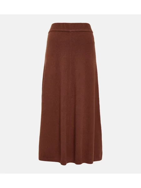 Fustă midi Joseph de mătase până la genunchi maro
