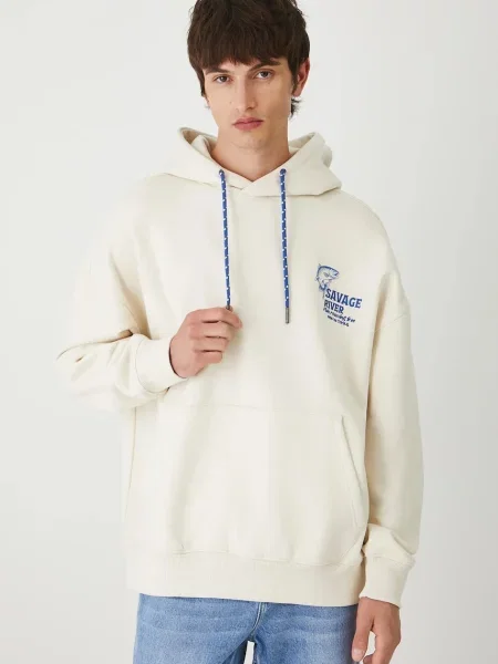 Суичър с качулка Medicine с качулка с принт бежово