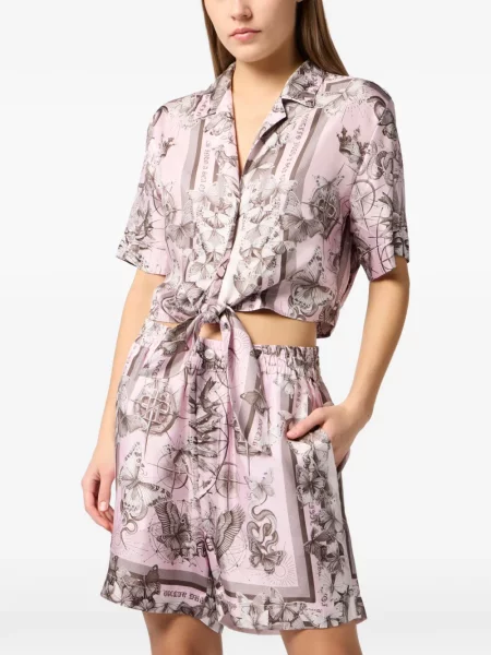 Cropp cămașă Philipp Plein cu imagine roz