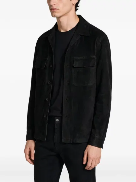 Geacă Zegna din piele de căprioară negru
