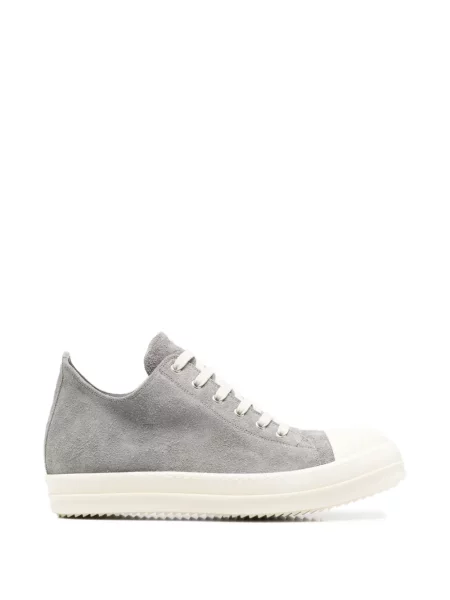 Sneakerși Rick Owens cu șireturi din piele de căprioară gri