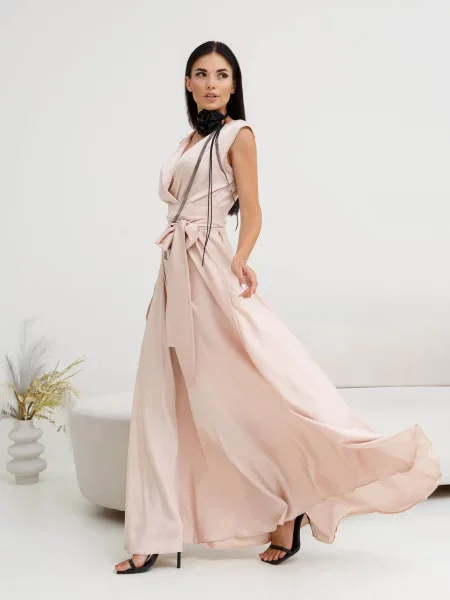 Макси платье Jadone Fashion бежевое