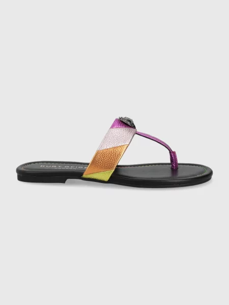Kožené žabky Kurt Geiger London Kensington T-Bar na plochém