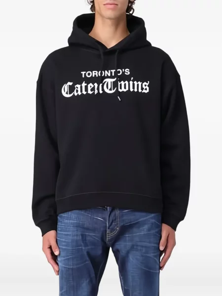 Hanorac cu glugă Dsquared2 cu glugă cu imagine negru