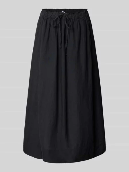 Spódnica midi rozkloszowana z czystego lnu model ‘INNA’ Selected Femme czarna