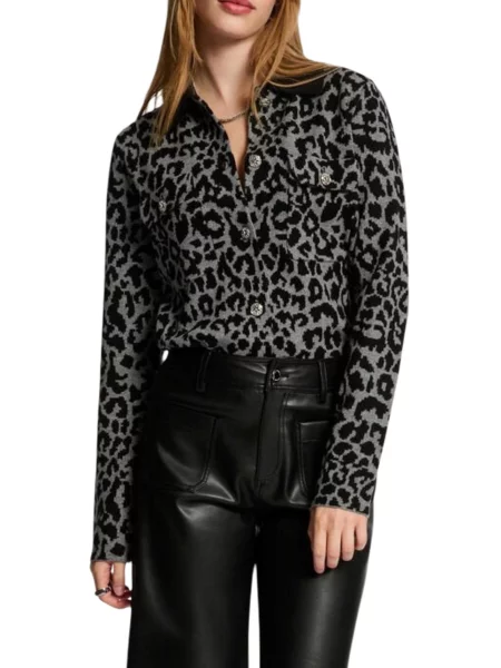 Kardigan Morgan De Toi w panterkę czarny