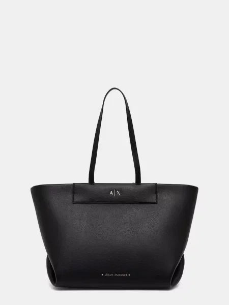 Armani Exchange geantă shopper pentru femei cu imitație de piele negru
