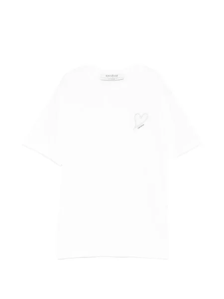 Tricou Kimhēkim cu motiv cu inimi cu petice alb