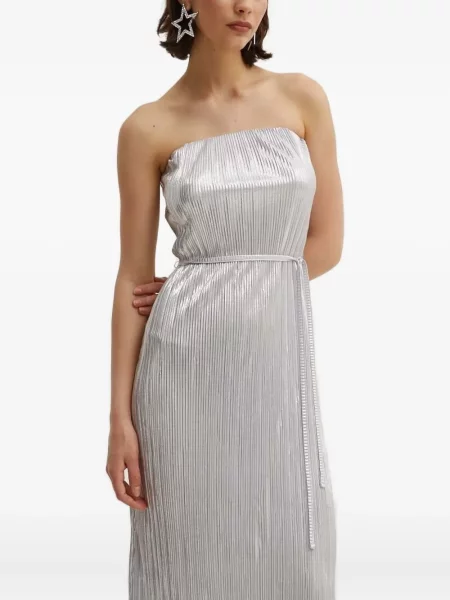 Rochie maxi Never Fully Dressed plisată de costum gri