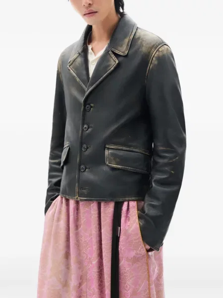 Кожено яке Ann Demeulemeester черно