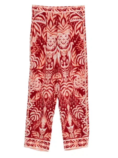 Spodnie Farm Rio w tropikalny nadruk plisowane czerwone