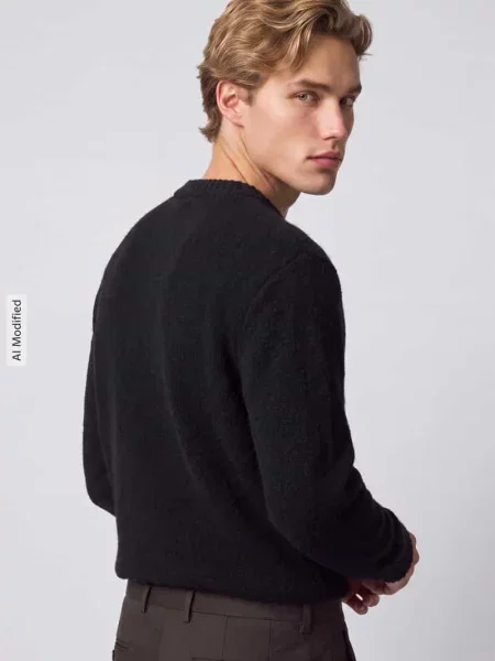 Sweter o kroju relaxed fit z mieszanki bawełny model ALEX' Selected czarny