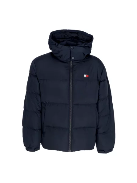 Lniana kurtka Tommy Jeans niebieska