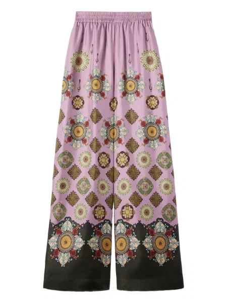 Pantaloni La Doublej cu model floral cu imagine roz