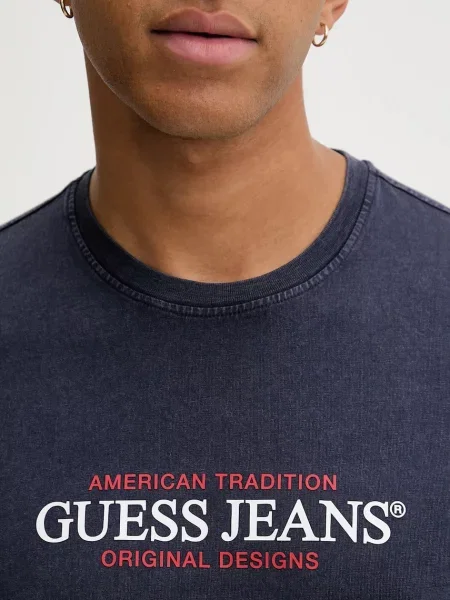 Футболка Guess Jeans з принтом синій