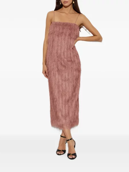 Rochie Balmain cu franjuri cu bretele roz