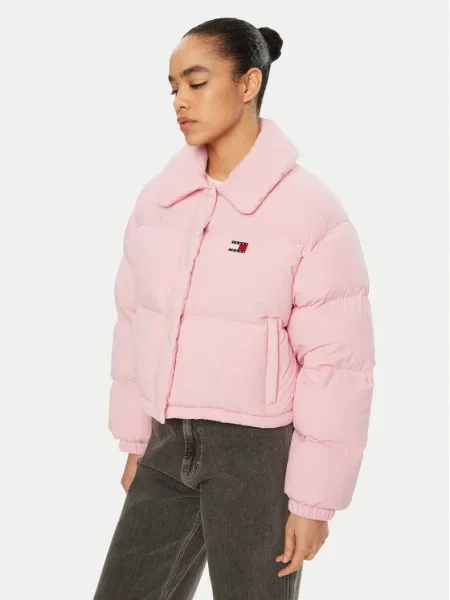 Tommy Jeans Geacă din puf roz