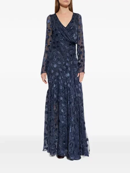 Rochie maxi Etro cu imagine cu model paisley albastru