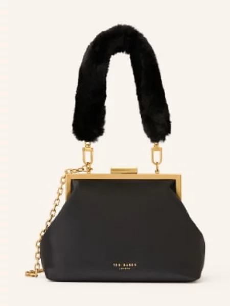 Ted Baker Torebka Purcey Z Sztucznym Futerkiem schwarz czarna