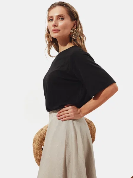 Футболка Seventeen бавовна/віскоза чорний