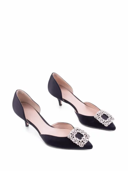 Pantofi cu toc Stuart Weitzman din satin negru