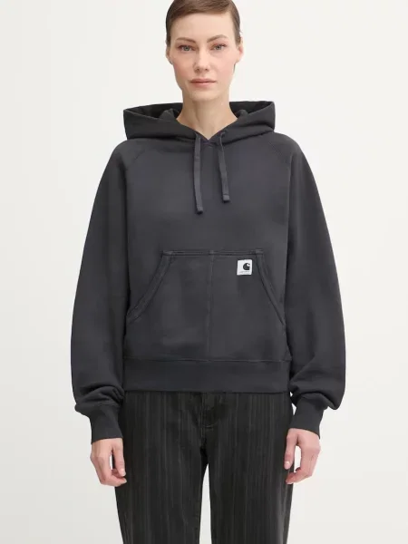Carhartt WIP bluza W’ Hooded Hudson z kapturem gładka czarny