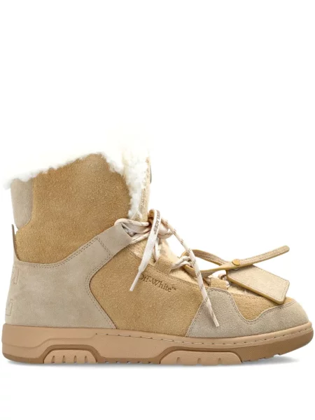 Sneakerși Off-white cu șireturi din dantelă alb
