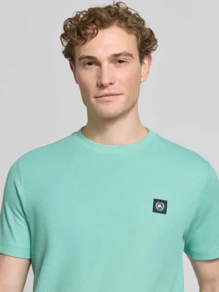 T-shirt z naszywką z logo i okrągłym dekoltem Lerros