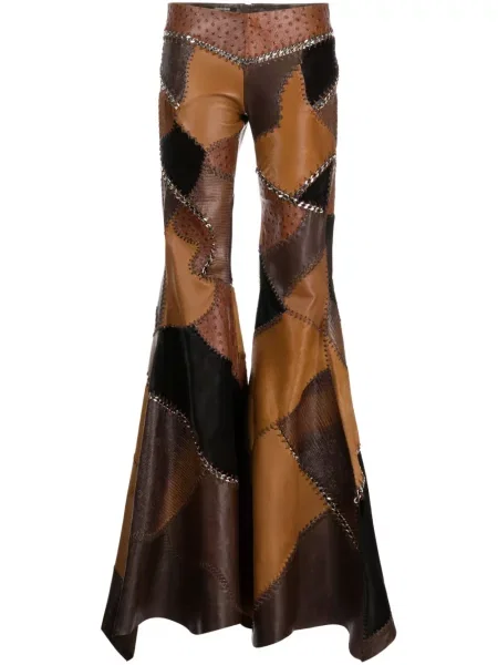 Pantaloni Roberto Cavalli din piele evazate