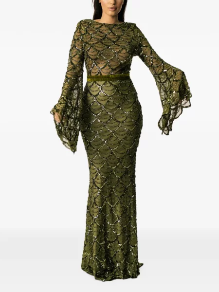 Rochie maxi Miau By Clara Rotescu cu paiete verde
