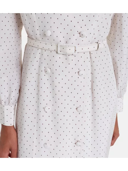 Rochie midi Alessandra Rich de mătase cu buline alb