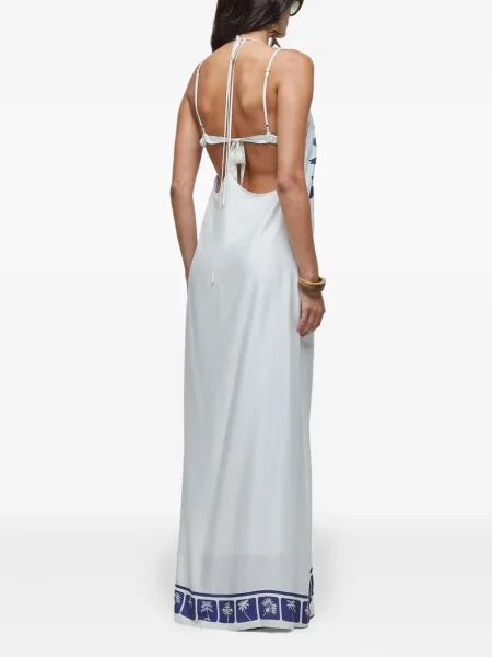 Rochie maxi Osklen cu imagine de costum alb