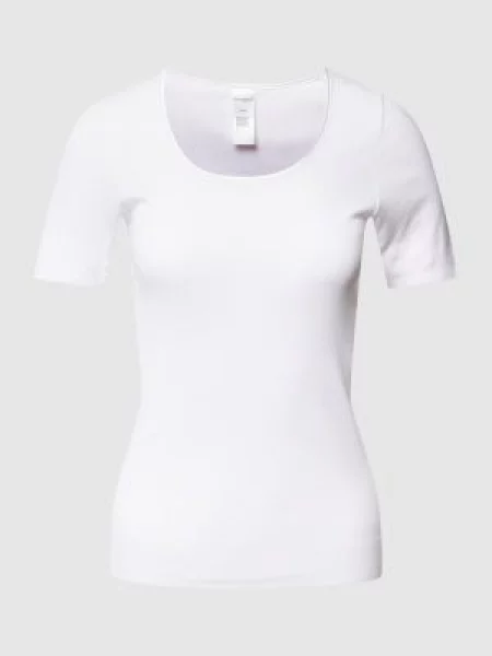 T-shirt z okrągłym dekoltem model ‘LUXURY’ Schiesser biała