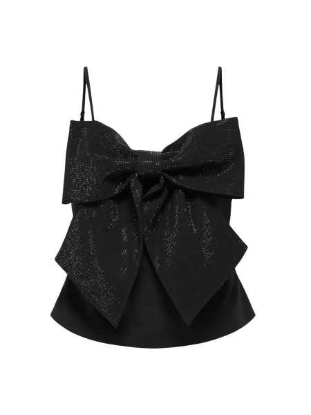 Dzianinowy top Only z kokardką czarny