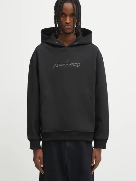 Mikina Ader Error HOODIE s kapucí s aplikací černá