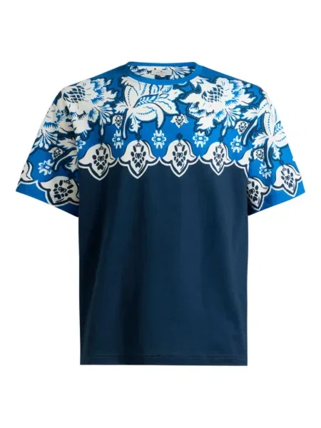 Tricou Etro cu model floral cu imagine albastru