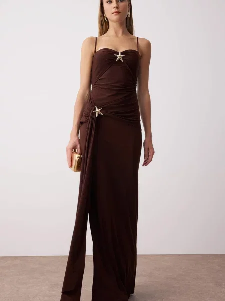 Trendyol Rochie de seară închis / auriu maro