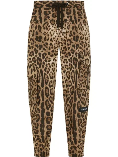 Pantaloni Dolce & Gabbana cu imagine cu model leopard maro