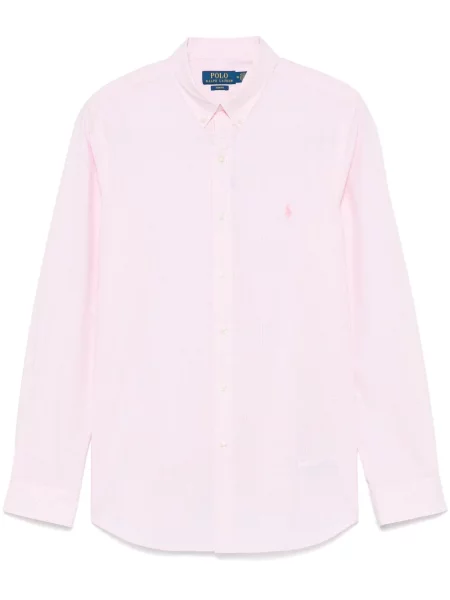 Карирана поло тениска Polo Ralph Lauren бродирана розово