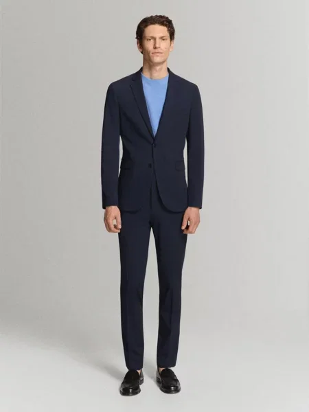 Marynarka garniturowa París super slim fit ciemnogranatowy Mężczyzna 50 MANGO MAN