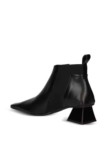 Botine Ras din piele cu imprimeu geometric negru