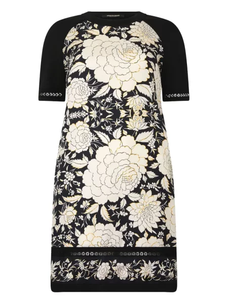 Rochie mini Roberto Cavalli cu model floral cu imagine de costum negru