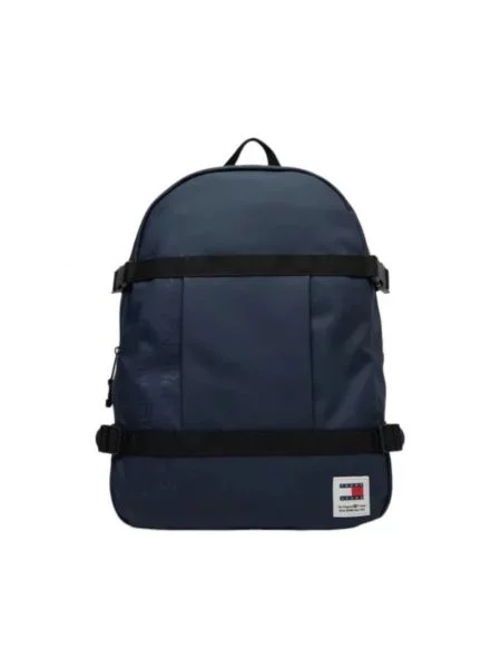 Duży lniany plecak Tommy Jeans niebieski