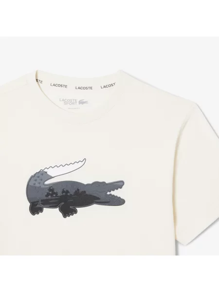Lacoste Koszulka Sport Ultra Dry Landscape Crocodile beżowy
