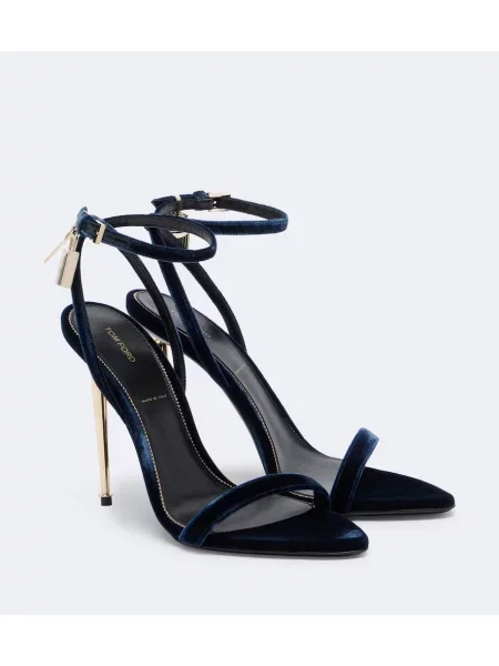 Sandale Tom Ford de catifea albastru