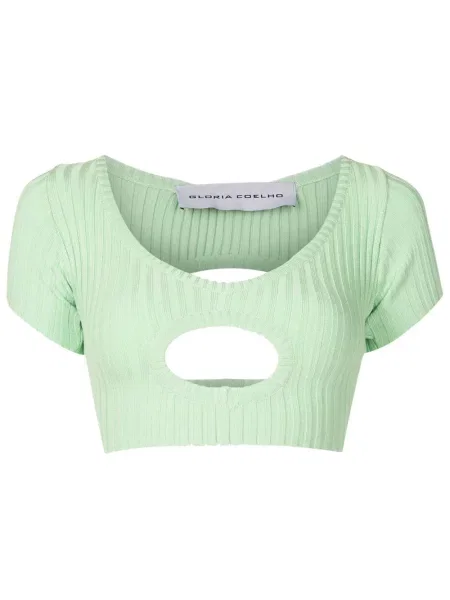 Top Gloria Coelho o krotszym kroju zielony