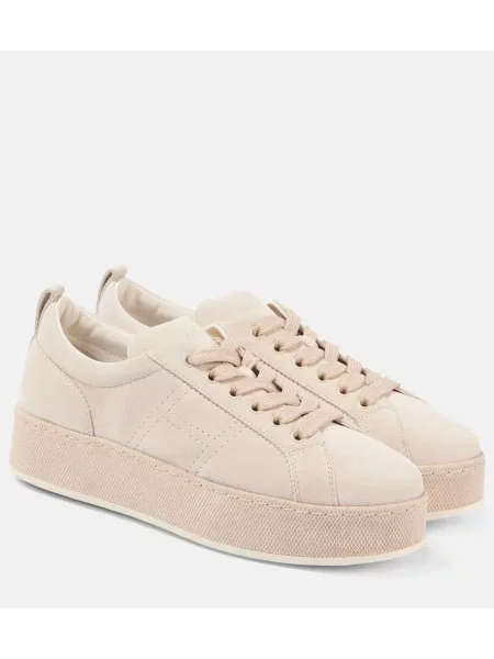 Sneakerși Hogan din piele de căprioară cu platformă bej